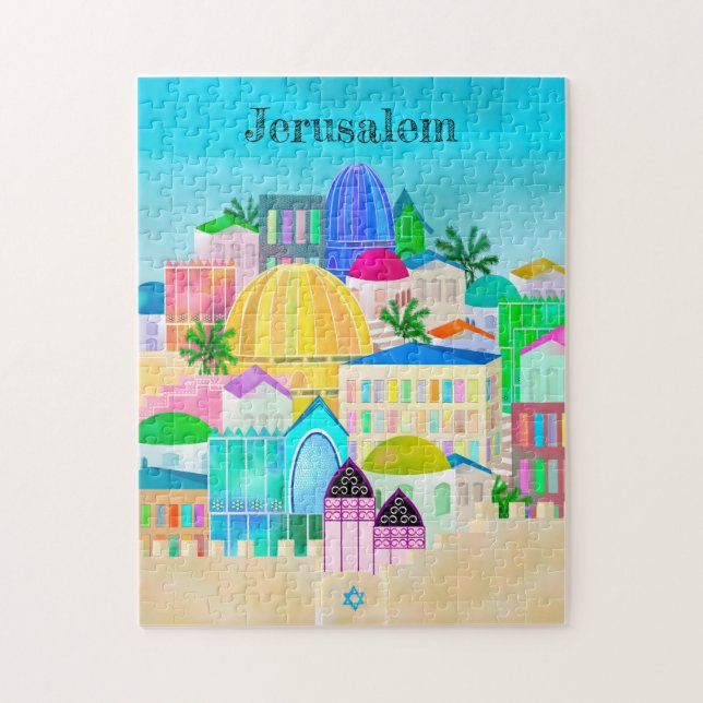 Jerusalem Israel Travel Poster Puzzle Pussel (Vertikal)