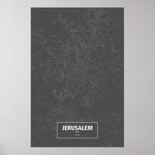 Jerusalem Israel (vit på svart) Poster