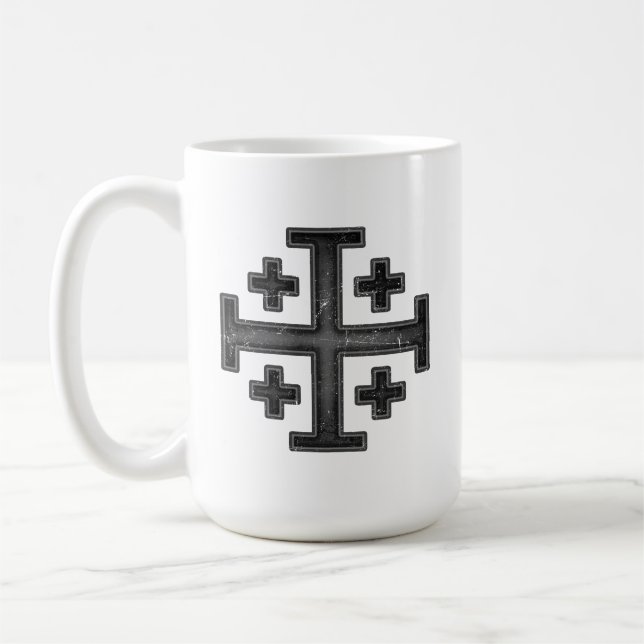 Jerusalem Knight Templar Crusader Kor Deus Vult Kaffemugg (Vänster)