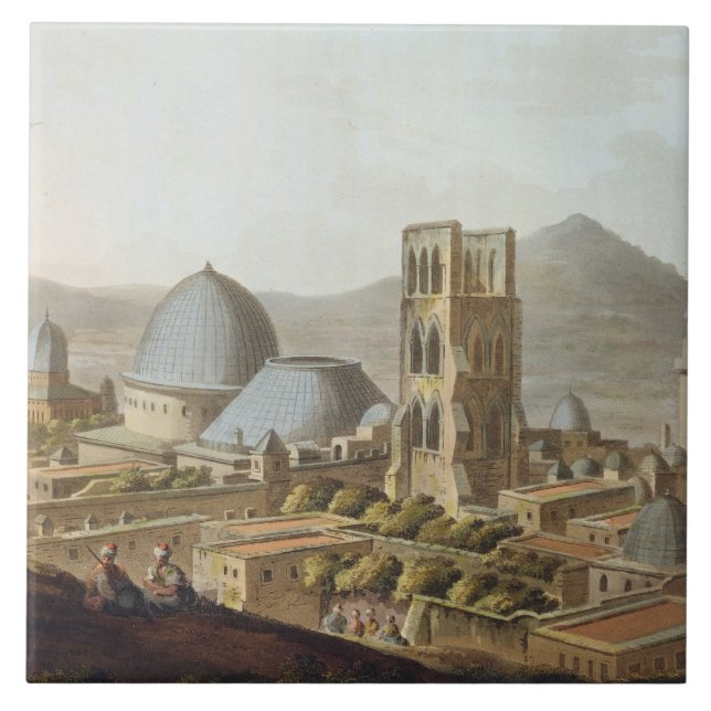 Jerusalem med kyrkan av den heliga sepulchren, p kakelplatta (Framsidan)