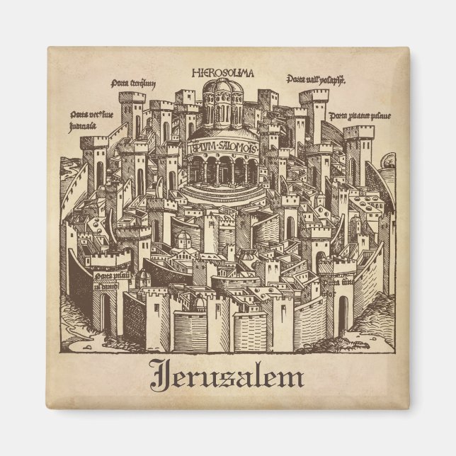 Jerusalem, Medieval Woodcut Magnet (Framsidan)