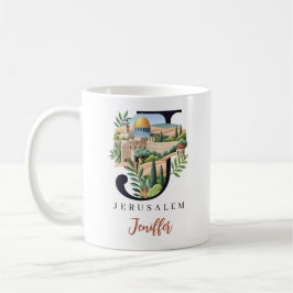 Jerusalem Monogram Bokstav J Personligt Gåva Kaffemugg