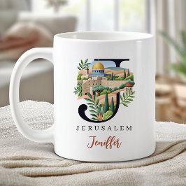 Jerusalem Monogram Bokstav J Personligt Gåva Kaffemugg