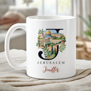 Jerusalem Monogram Bokstav J Personligt Gåva Kaffemugg