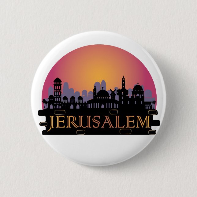 Jerusalem Old City Skyline - Israel Travel Knapp (Framsida)
