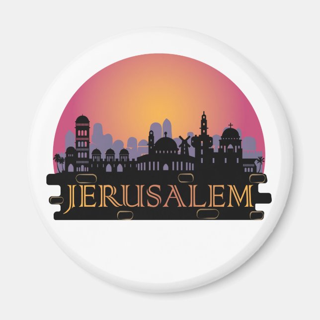 Jerusalem Old City Skyline - Israel Travel Magnet (Framsidan)