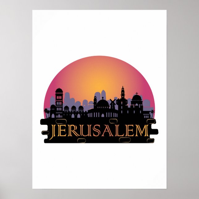 Jerusalem Old City Skyline - Israel Travel Poster (Framsidan)
