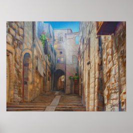 Jerusalem Old Street David city Israel Fine Art Poster