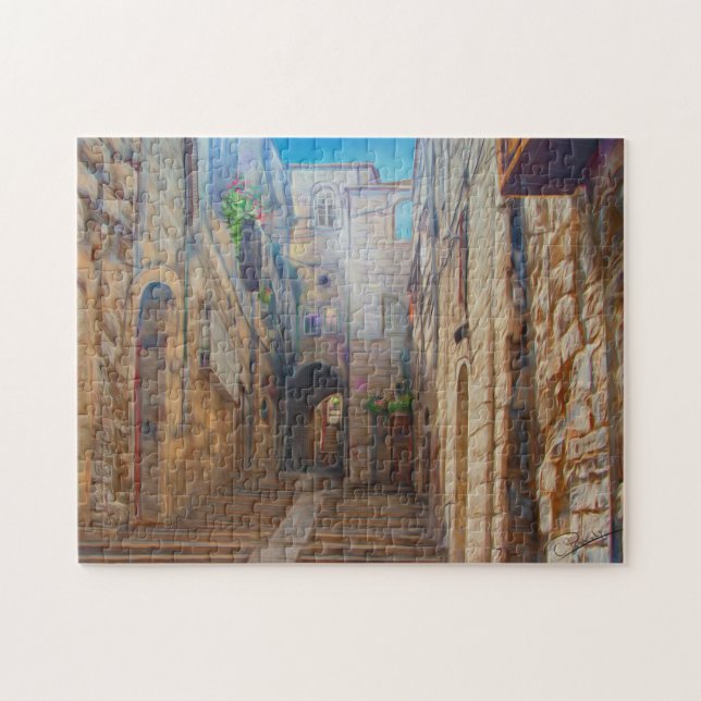 Jerusalem Old Street David city Israel Fine Art Pussel (Horisontell)