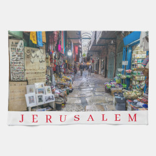 Jerusalem Old Town view tea towel Kökshandduk