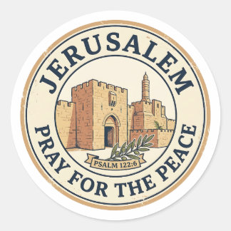Jerusalem Pray for the Peace Psalm 122:6 Stamp Runt Klistermärke