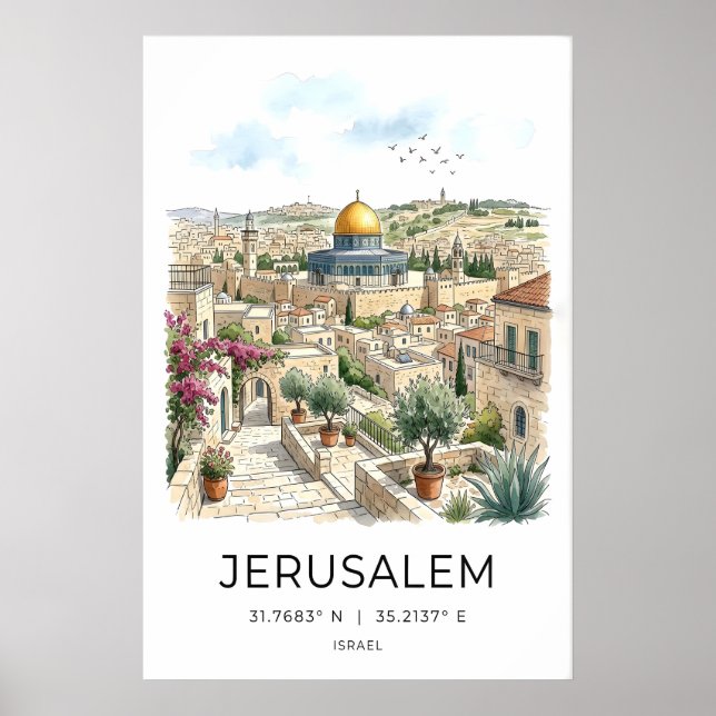 Jerusalem Reseskylt, Förgylld Kuppol, Sten Poster (Framsidan)