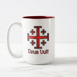 Jerusalem Riddar Tempelherre Kors Crusader Deus Vu Två-Tonad Mugg