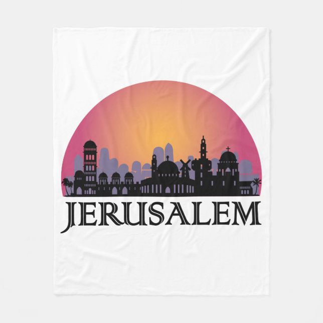 Jerusalem Skyline - Israel Travel Fleecefilt (Framsidan)