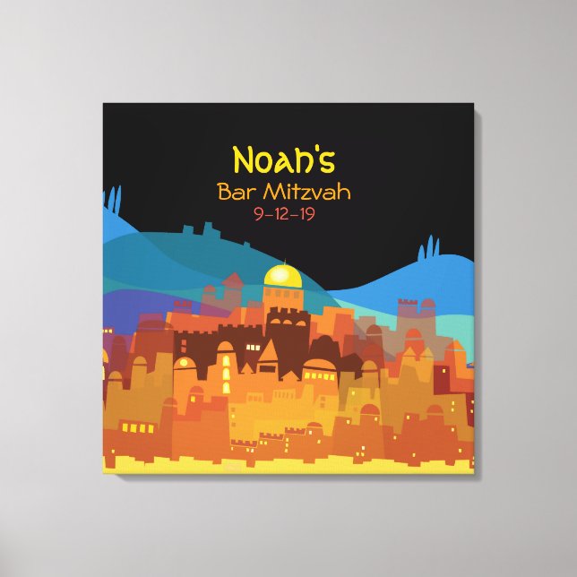 JERUSALEM-STADEN GULD Bat mitzvah Inloggningsnämnd Canvastryck (Framsida)