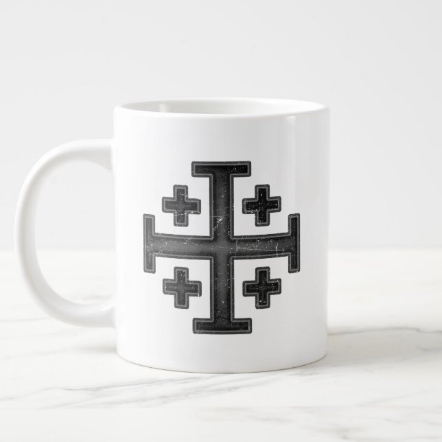 Jerusalem Tempelriddare Kors Crusader Deus Vult Jumbo Mugg (Vänster)