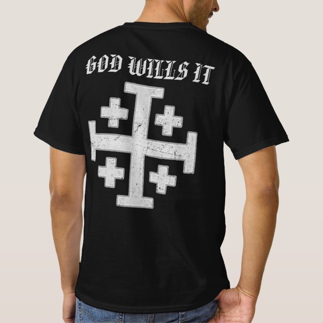 Jerusalem Tempelriddare Kors Crusader Deus Vult T Shirt (Baksida)