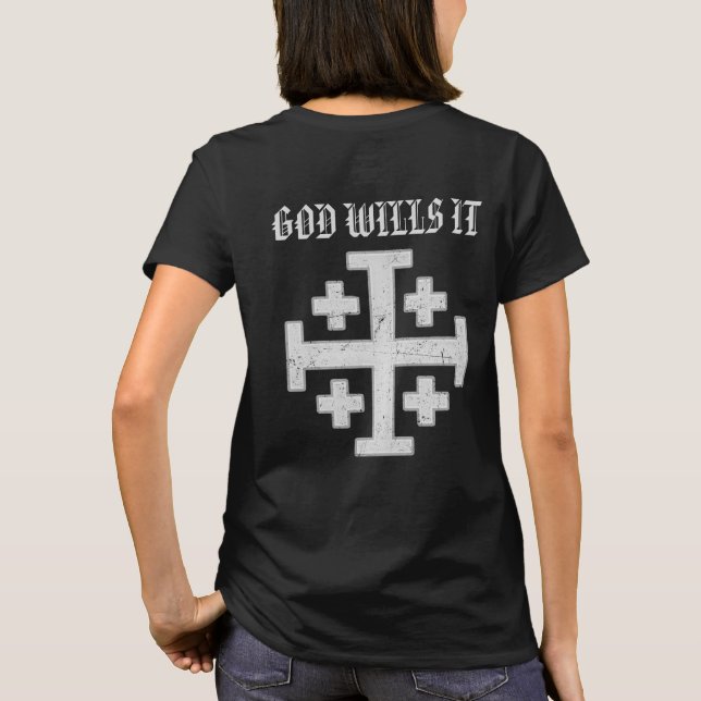 Jerusalem Tempelriddare Kors Crusader Deus Vult T Shirt (Baksida)