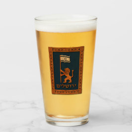 Jerusalemdagen Lejon med Flagga Glaskopp