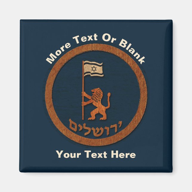 Jerusalemdagen Lejon med Flagga Magnet (Framsidan)