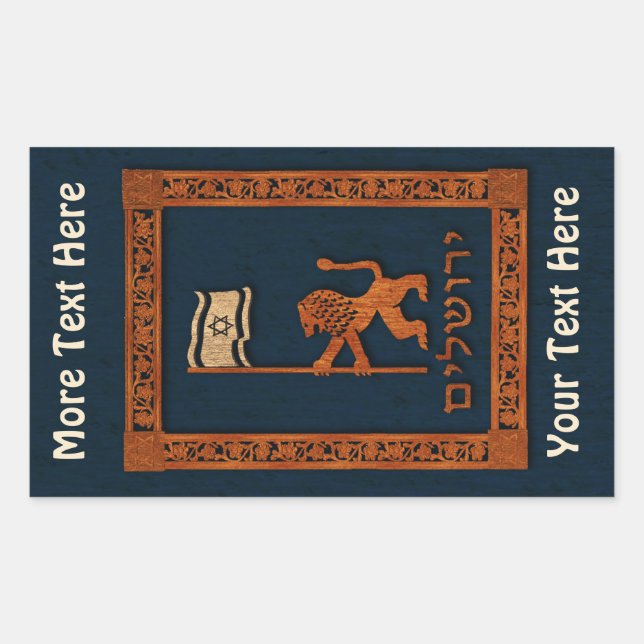 Jerusalemdagen Lejon med Flagga Rektangulärt Klistermärke (Framsida)