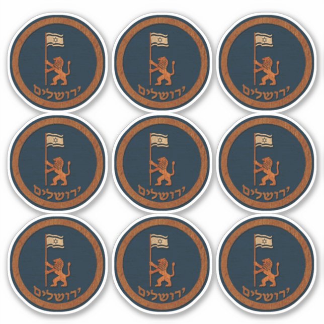 Jerusalemdagen Lejon med Flagga Sticker Klistermärken (Framsida)