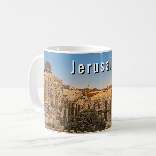 Jerusalem's Mount Olive and Al Aqsa Mosque Kaffemugg (Framsida vänster)