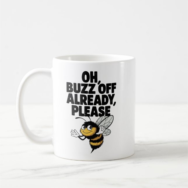 Jerzy Buzz är redan frånvarande - Funny Bee Pun Kaffemugg (Vänster)