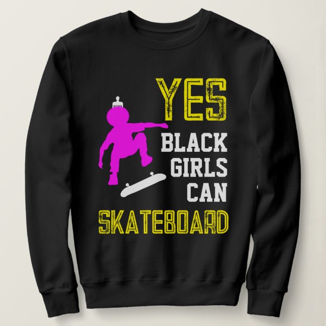 JES GIRLS KAN SKATEBOARD Afro Skater Girl T Shirt (Design framsida)