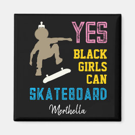 JES GIRLS KAN SKATEBOARD Retro Afro Skater Girl Magnet