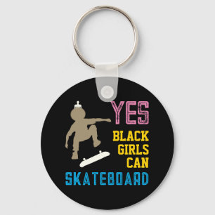 JES GIRLS KAN SKATEBOARD Retro Afro Skater Girl Nyckelring