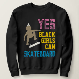 JES GIRLS KAN SKATEBOARD Retro Afro Skater Girl T Shirt