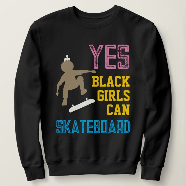 JES GIRLS KAN SKATEBOARD Retro Afro Skater Girl T Shirt (Design framsida)