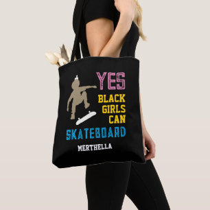 JES GIRLS KAN SKATEBOARD Retro Afro Skater Girl Tygkasse