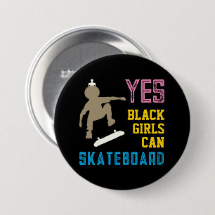 JES GIRLS KAN SKATEBOARD Retro Black Skater Girl Knapp