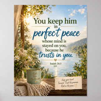 Jesaja 26:3 ESV Inspirerande Bibelvers Poster