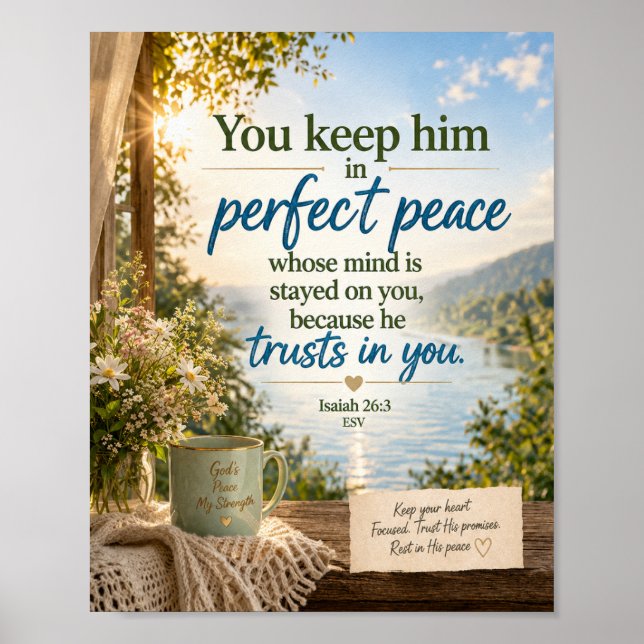 Jesaja 26:3 ESV Inspirerande Bibelvers Poster (Framsidan)