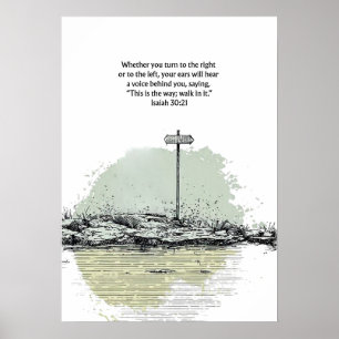 Jesaja 30:21 Kristallkonst Väggdekor Tro Décor Poster