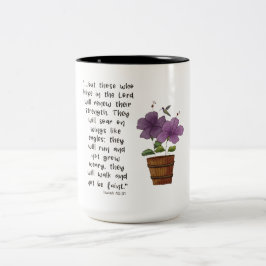Jesaja 4031 Skrift med lila hibiskus Två-Tonad Mugg