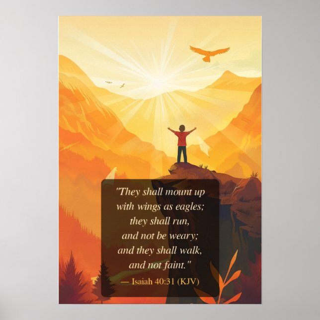 Jesaja 40:31 Sväva som örnar — Bibelvers Tro Poster (Framsidan)