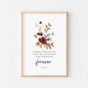 Jesaja 40:8 Blomsterplanschett med bibelvers – The Poster