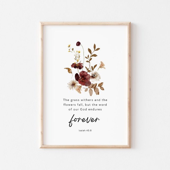 Jesaja 40:8 Blomsterplanschett med bibelvers – The Poster (Skapare uppladdad)