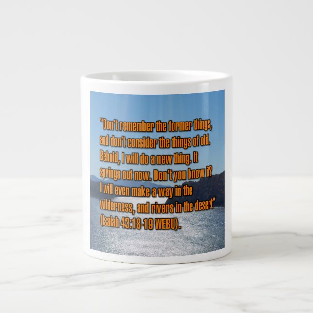 Jesaja 43:18-19 WEBU Mug Jumbo Mugg (Framsidan)