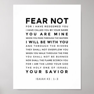 Jesaja 43:1-3 Frukta icke Poster