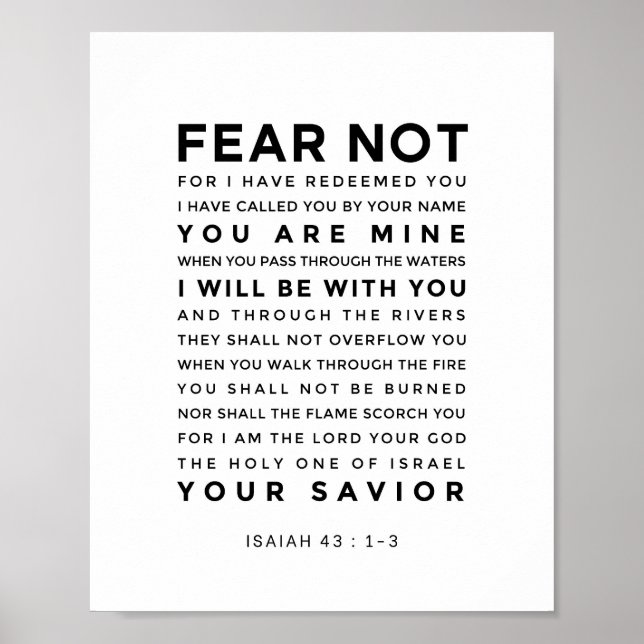 Jesaja 43:1-3 Frukta icke Poster (Framsidan)