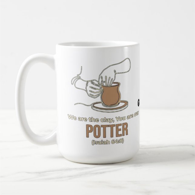 Jesaja 64:8 Krukmakare och lera Minimalistisk linj Kaffemugg (Vänster)