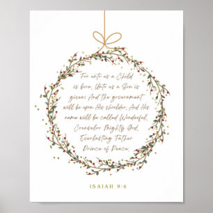Jesaja 9:6 För oss är en bebis jul kristen Poster