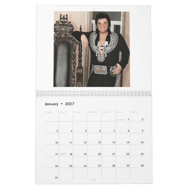 Jesse Aron anpassningsbar utskrivaven kalender (Jan 2027)