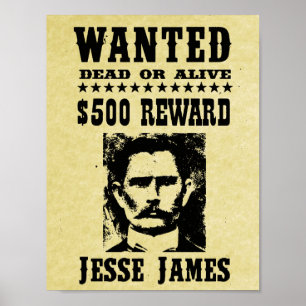 Jesse James Old Vilda western Replica ville Poster