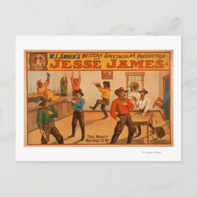 Jesse James Western Spectacular Production Vykort (Framsida)